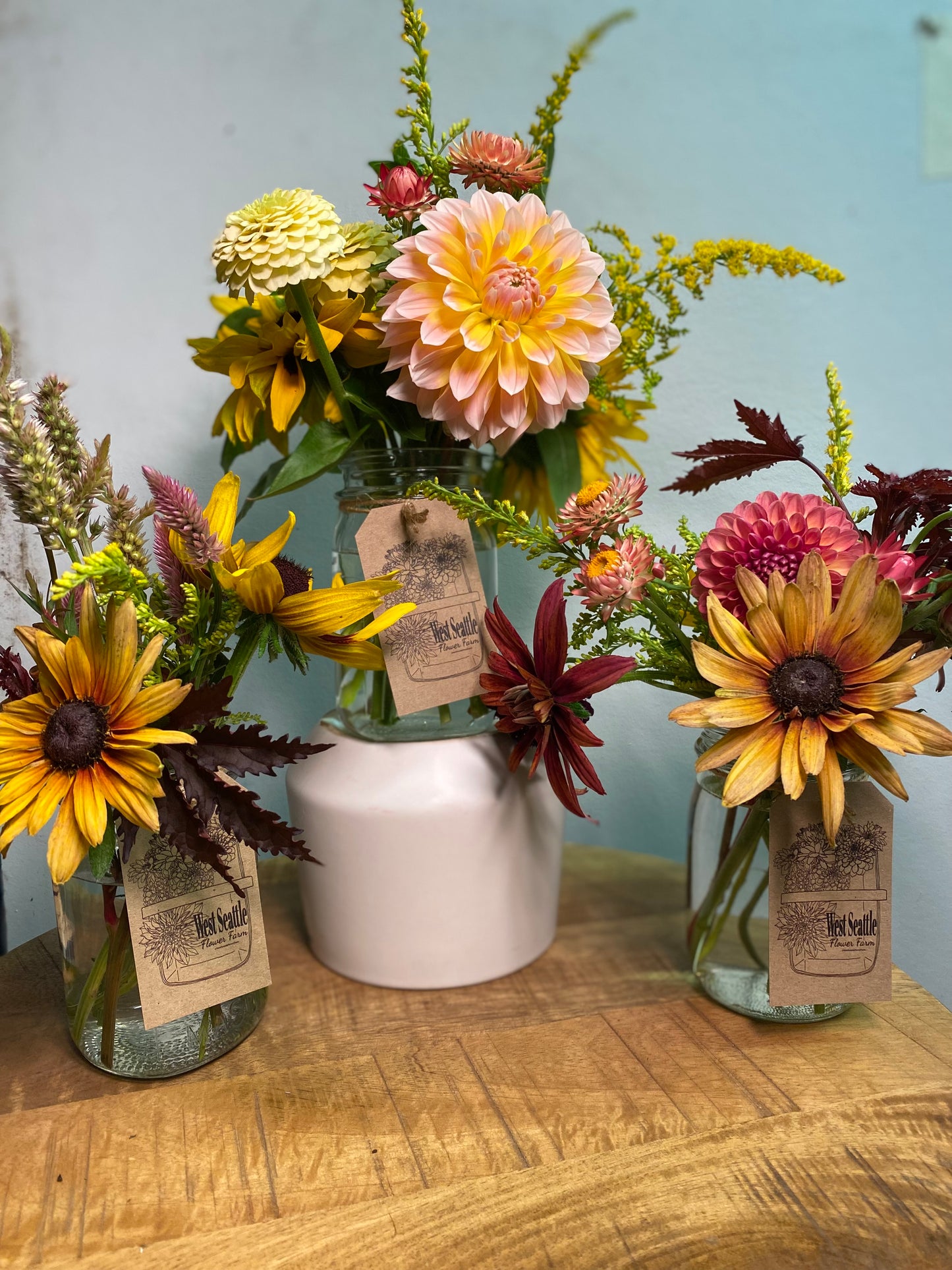 Large mason jar bouquet