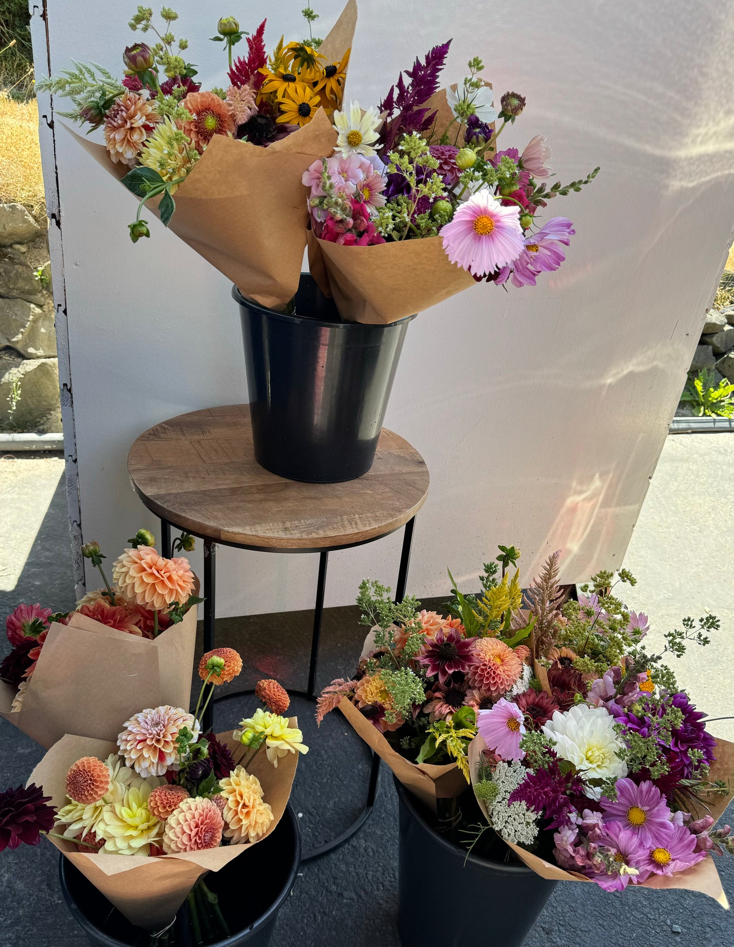 Wrapped bouquets